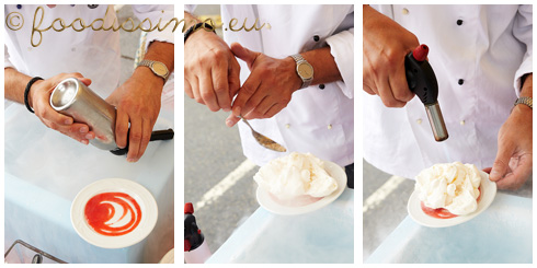 Príprava zmrzlinových obláčikov v tekutom dusíku
